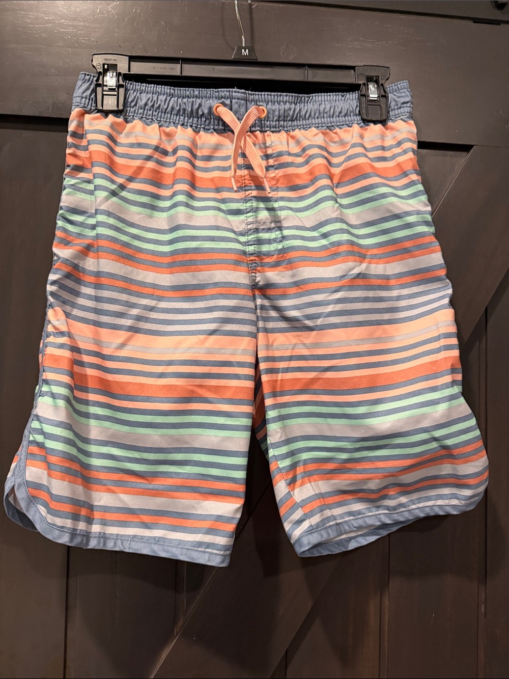 *4/$20 Striped Pastel Swim Trunks - Coral, Mint & Light Blue (liner cut out)